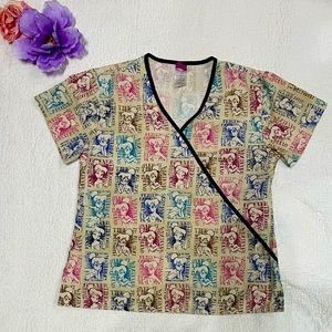 2012 Wonderful World of Disney Women's Tinkerbell Scrub Top- Sz Small